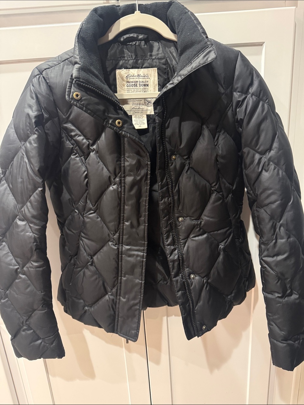 Eddie Bauer Women's Black Quilted Goose Down Puffer Jacket